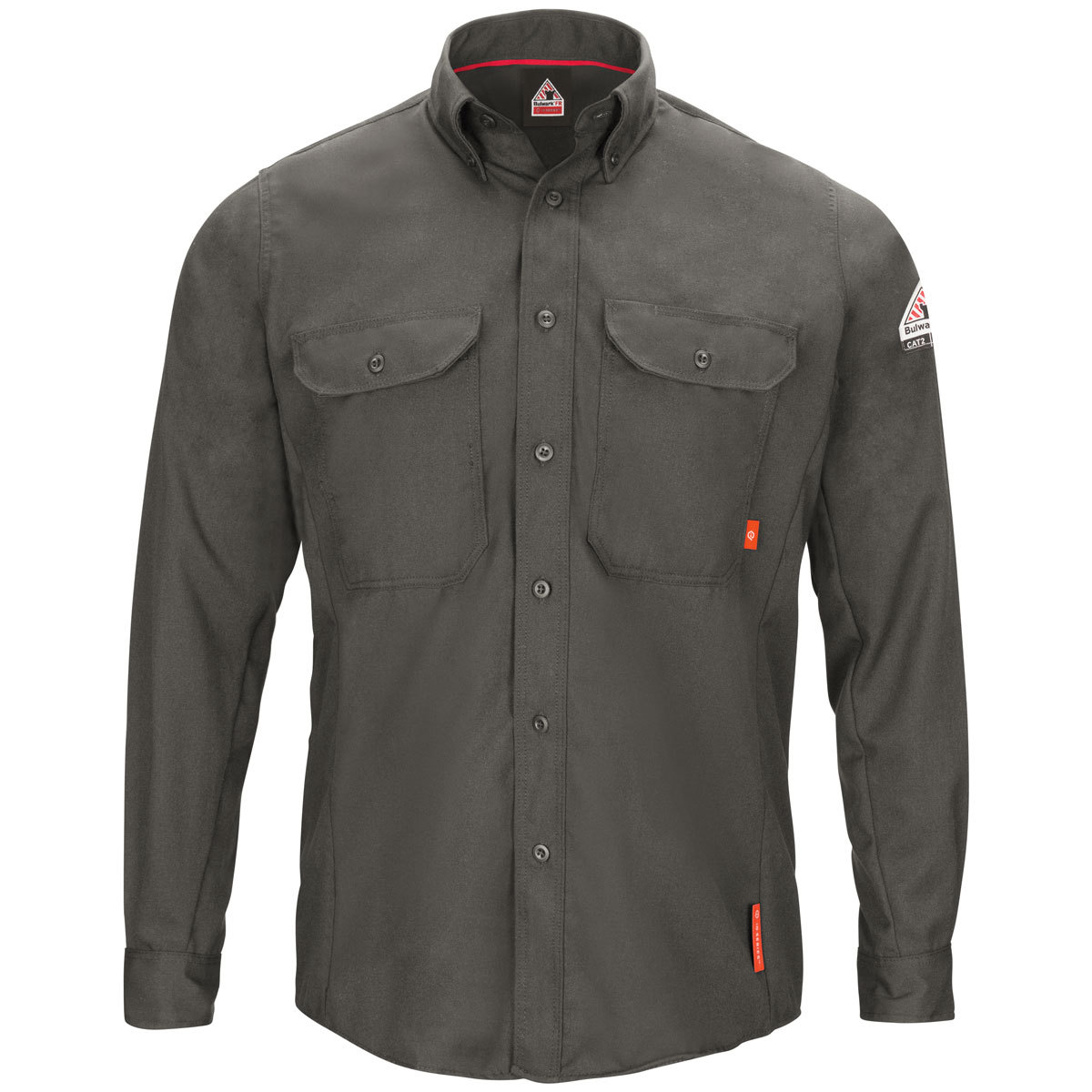 Bulwark® Medium Regular Dark Gray Bulwark Exclusive/Aramid/Lyocell/Modacrylic Flame Resistant Uniform Shirt With Button Front Cl