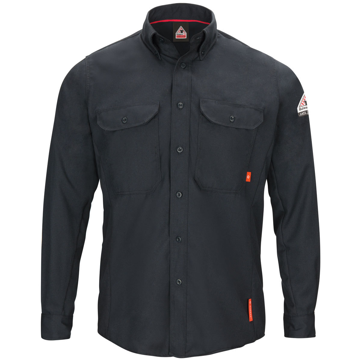 Bulwark® Large Tall Navy Blue Bulwark Exclusive/Aramid/Lyocell/Modacrylic Flame Resistant Uniform Shirt With Button Front Closur