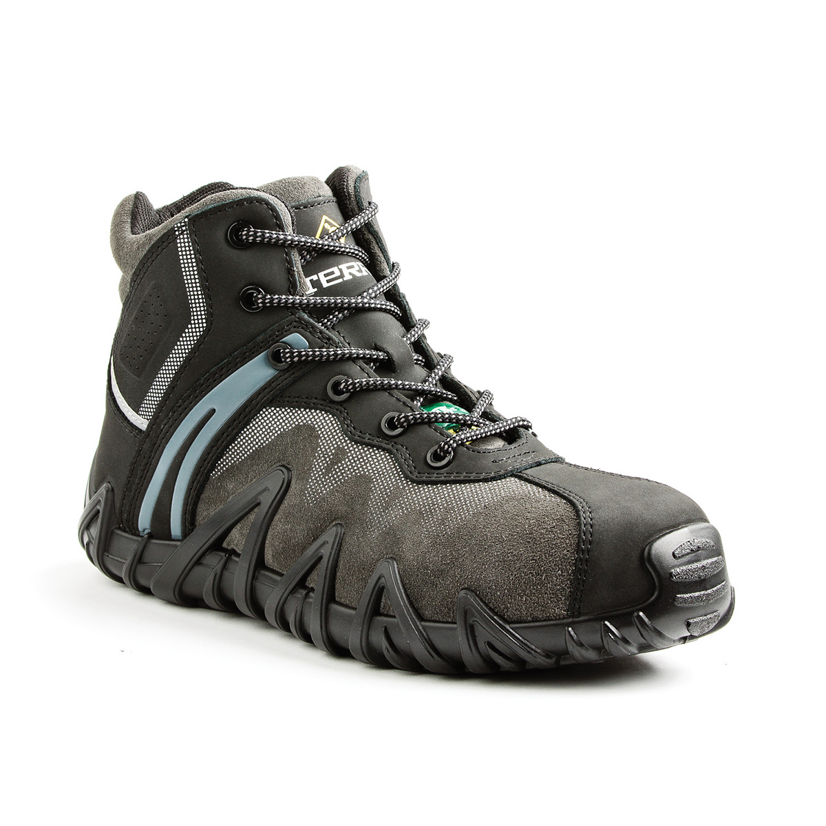 TERRA Size 12 Black Venom Mid Suede Leather Composite Toe Safety Boots With Direct Injected PU Midsole And Outsole
