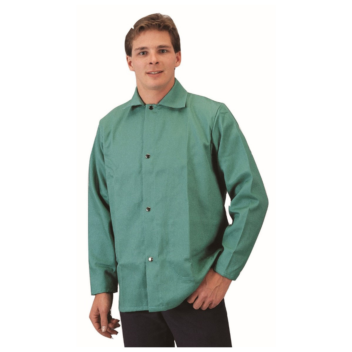 RADNOR® Large Green Cotton/Westex® FR-7A® Flame Resistant Jacket With Snap Front Closure
