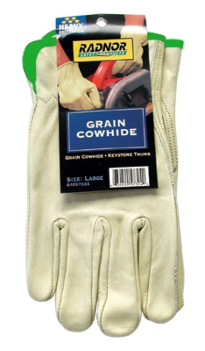 RADNOR® Medium White Premium Grain Cowhide Unlined Drivers Gloves