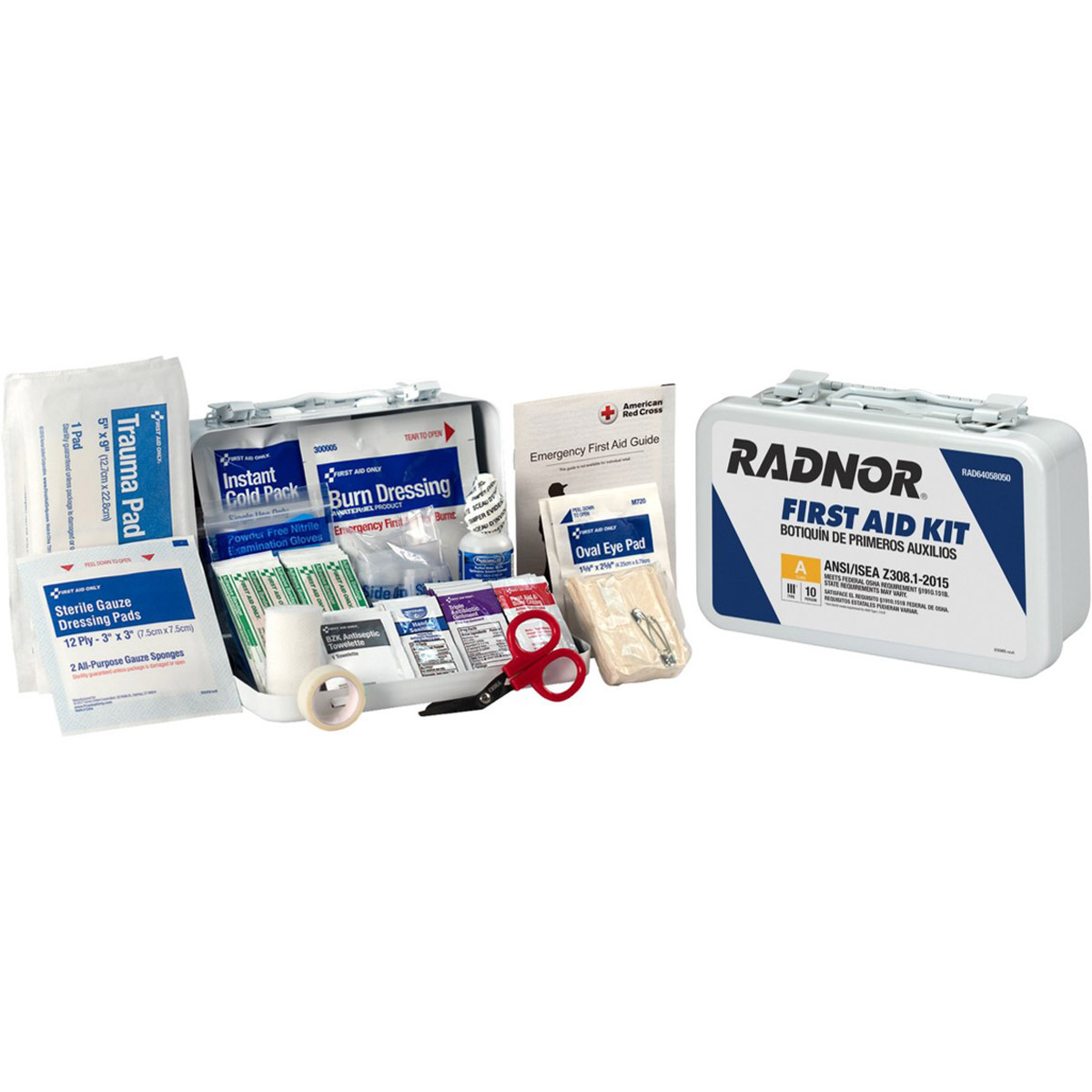 RADNOR® White Metal Portable Or Wall Mounted 10 Person First Aid Kit