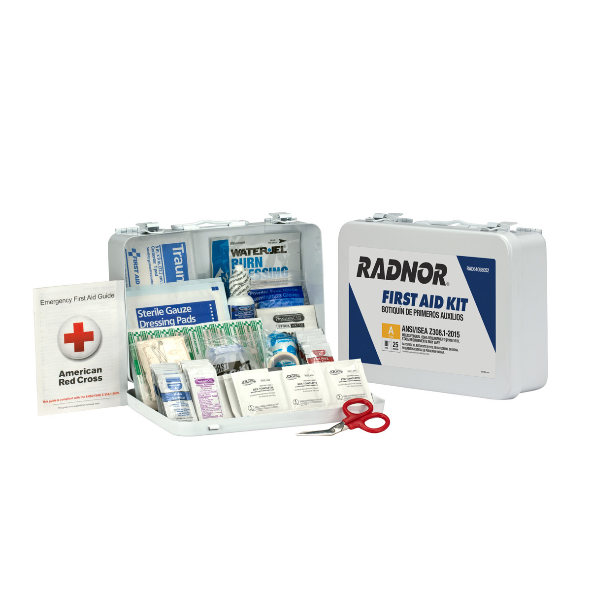 RADNOR® White Metal Portable Or Wall Mounted 25 Person First Aid Kit
