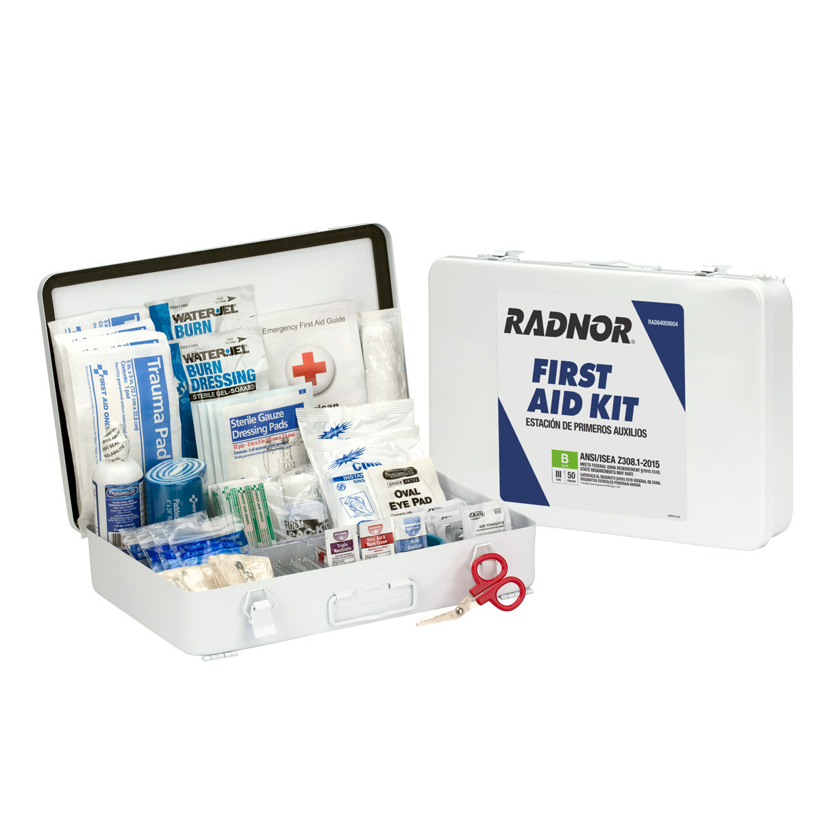 RADNOR® White Metal Portable Or Wall Mounted 50 Person First Aid Kit