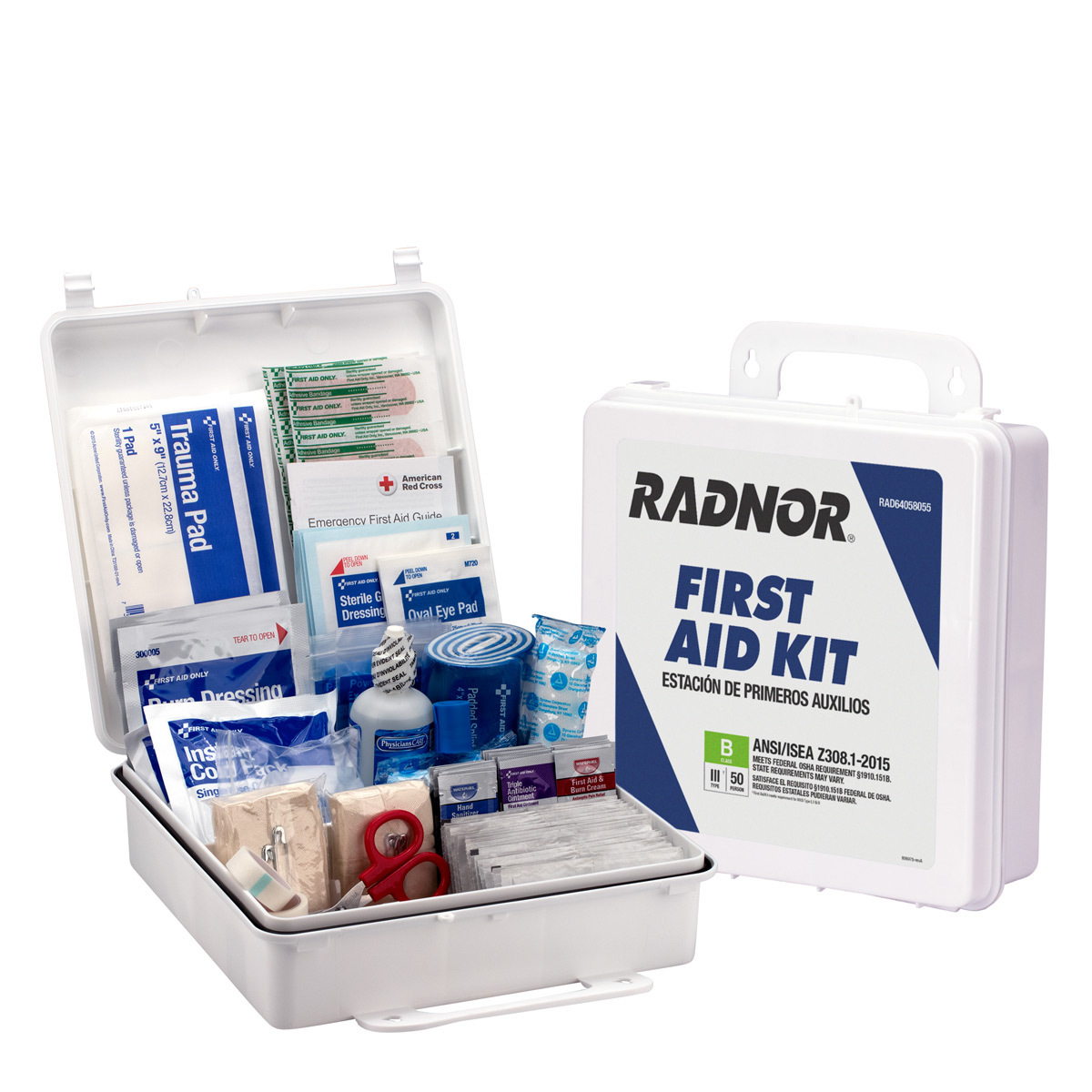 RADNOR® White Plastic Portable Or Wall Mounted 50 Person First Aid Kit