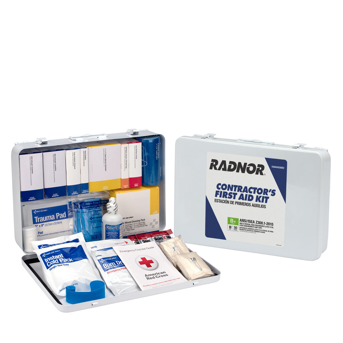 RADNOR® White Metal Portable Or Wall Mounted 50 Person Contractor First Aid Kit