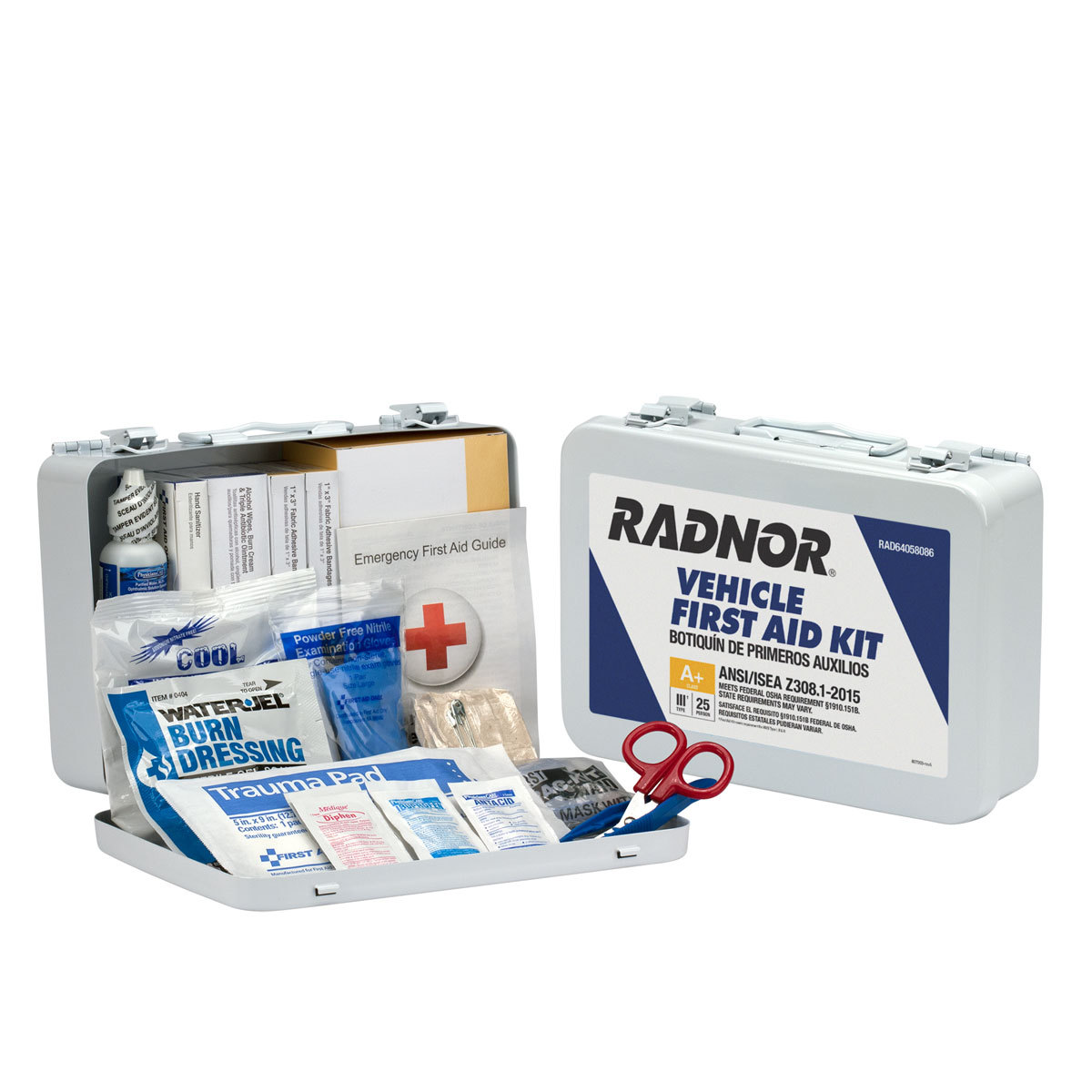 RADNOR® White Metal Portable Or Wall Mounted 25 Person Vehicle First Aid Kit