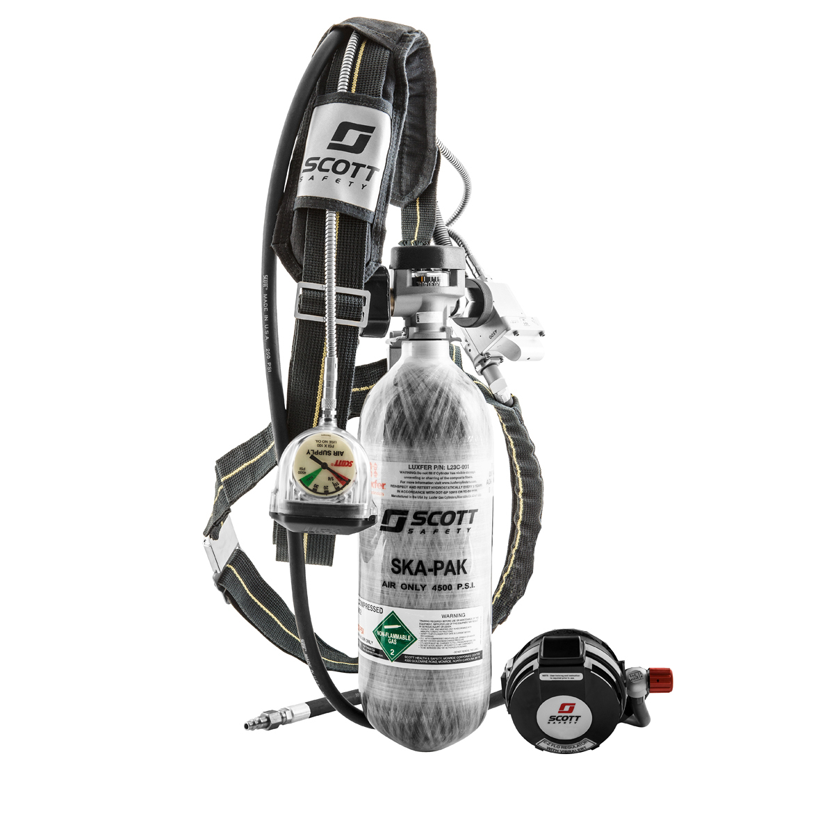 3M™ Scott™ 3000 psig Ska-Pak AT Supplied Air Respirator And Escape Cylinder With Padded Harness And Hansen Fitting (Facepiece An 3M™ Scott™ 3000 psig Ska-Pak AT Supplied Air Respirator And Escape Cylinder With Padded Harness And Hansen Fitting (Facepiece An