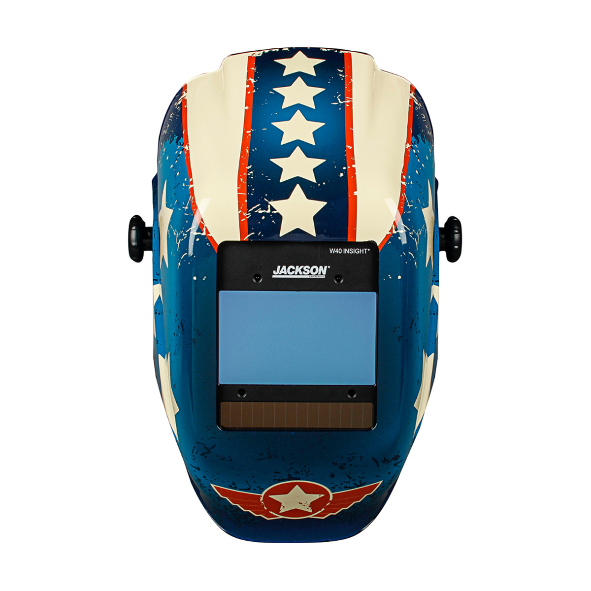 Jackson Safety® HLX-100 Red/White/Blue Welding Helmet With 3.94” X 2.36” Variable Shades 9 - 13 Auto Darkening Lens, Insight® An