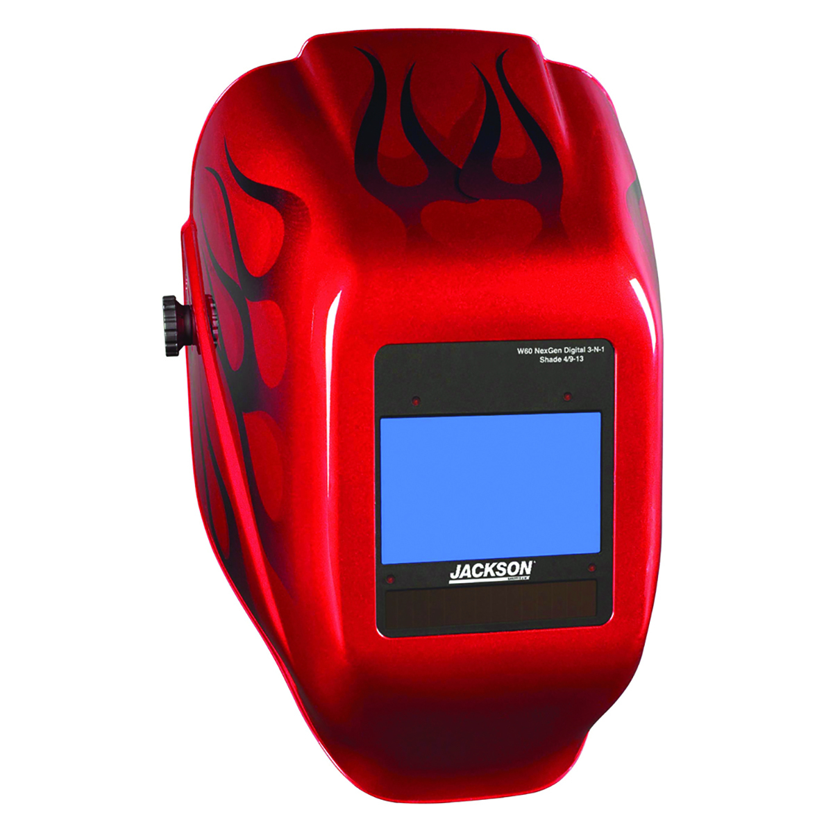 Jackson Safety® HLX-100 Red/Black Welding Helmet With 3.94” X 2.36” Variable Shades 9 - 13 Auto Darkening Lens, NexGen® And I2 D Jackson Safety® HLX-100 Red/Black Welding Helmet With 3.94” X 2.36” Variable Shades 9 - 13 Auto Darkening Lens, NexGen® And I2 D