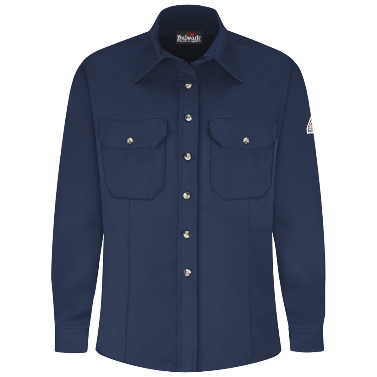 Bulwark® Small| Regular Navy Blue Westex Ultrasoft®/Cotton/Nylon Flame Resistant Dress Shirt With Button Front Closure