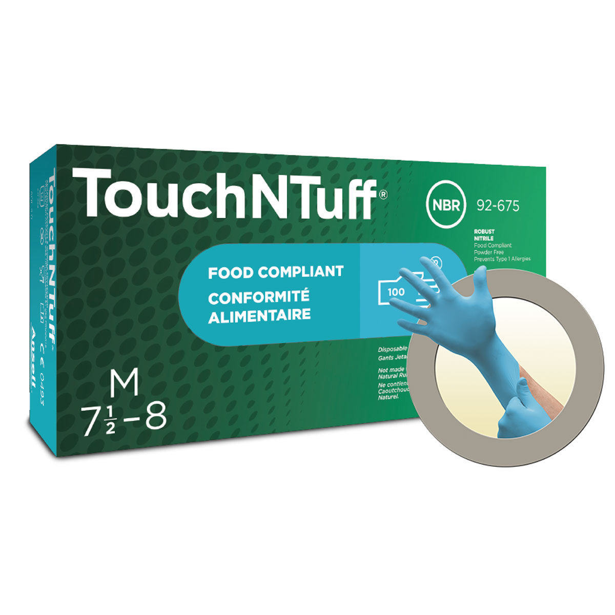 Ansell Large Blue TouchNTuff 5 mil Nitrile Disposable ANE92-675-L for sale online at autumn supply