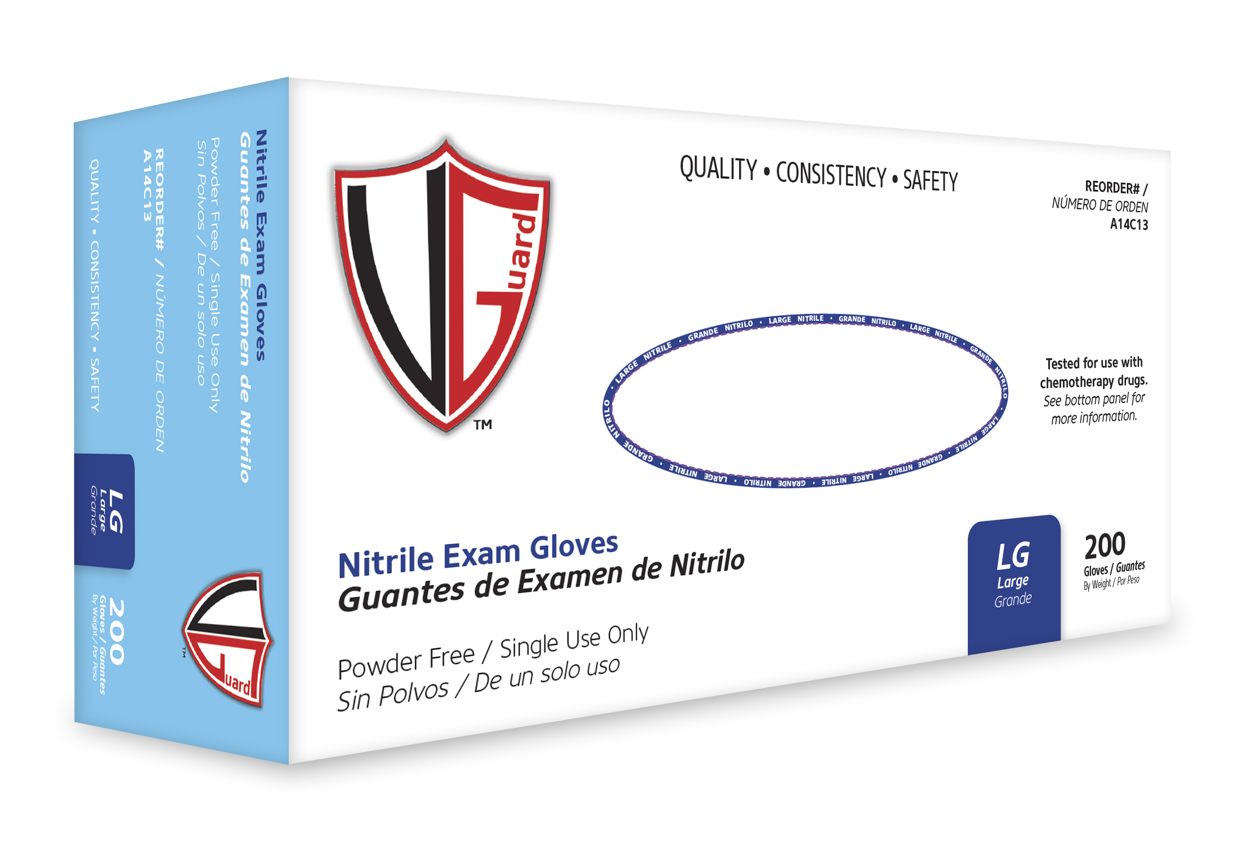 3.2mil Nitrile Chemo Exam PF 10/200 XL