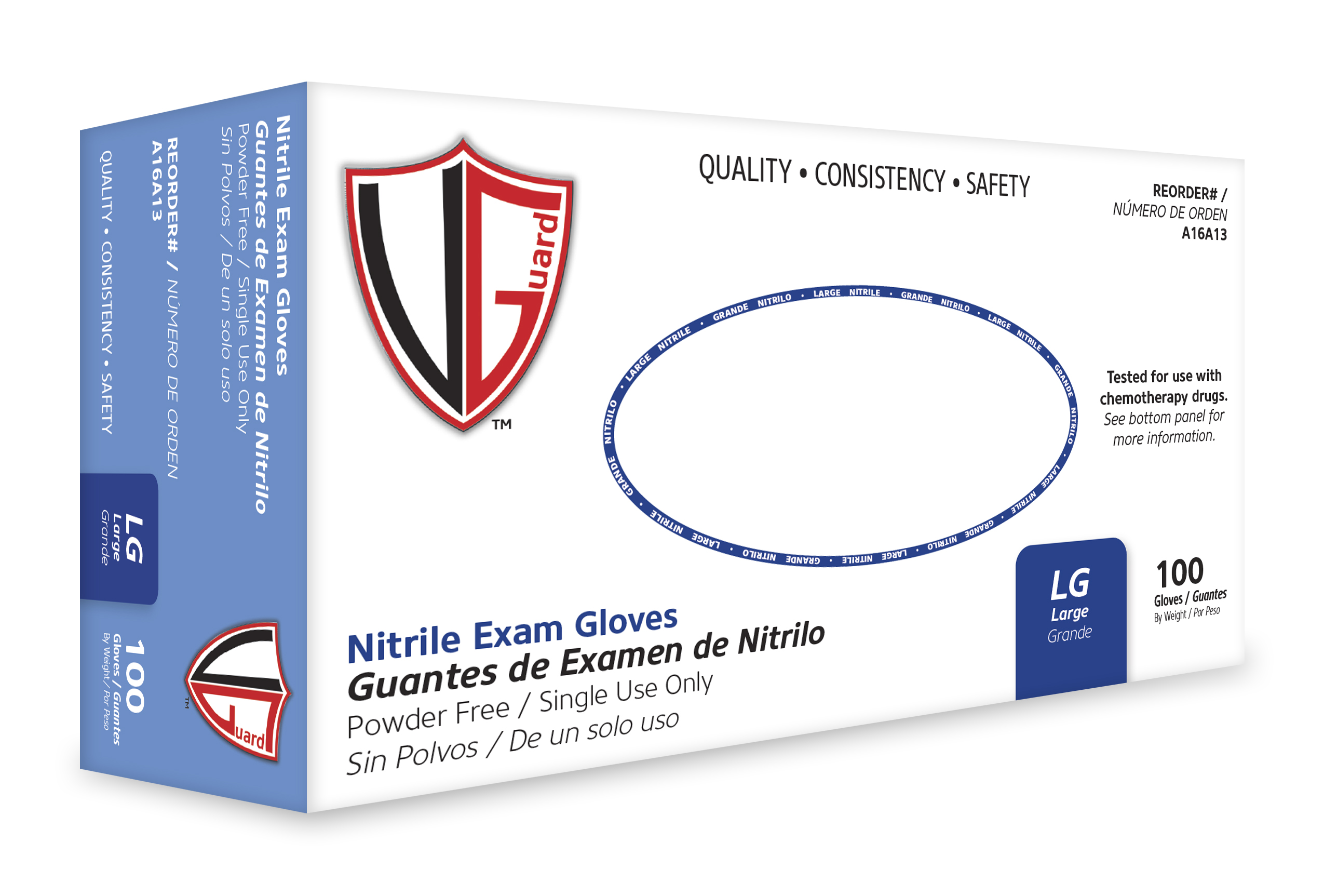 5mil Nitrile Exam PF Blue 10/90 2X