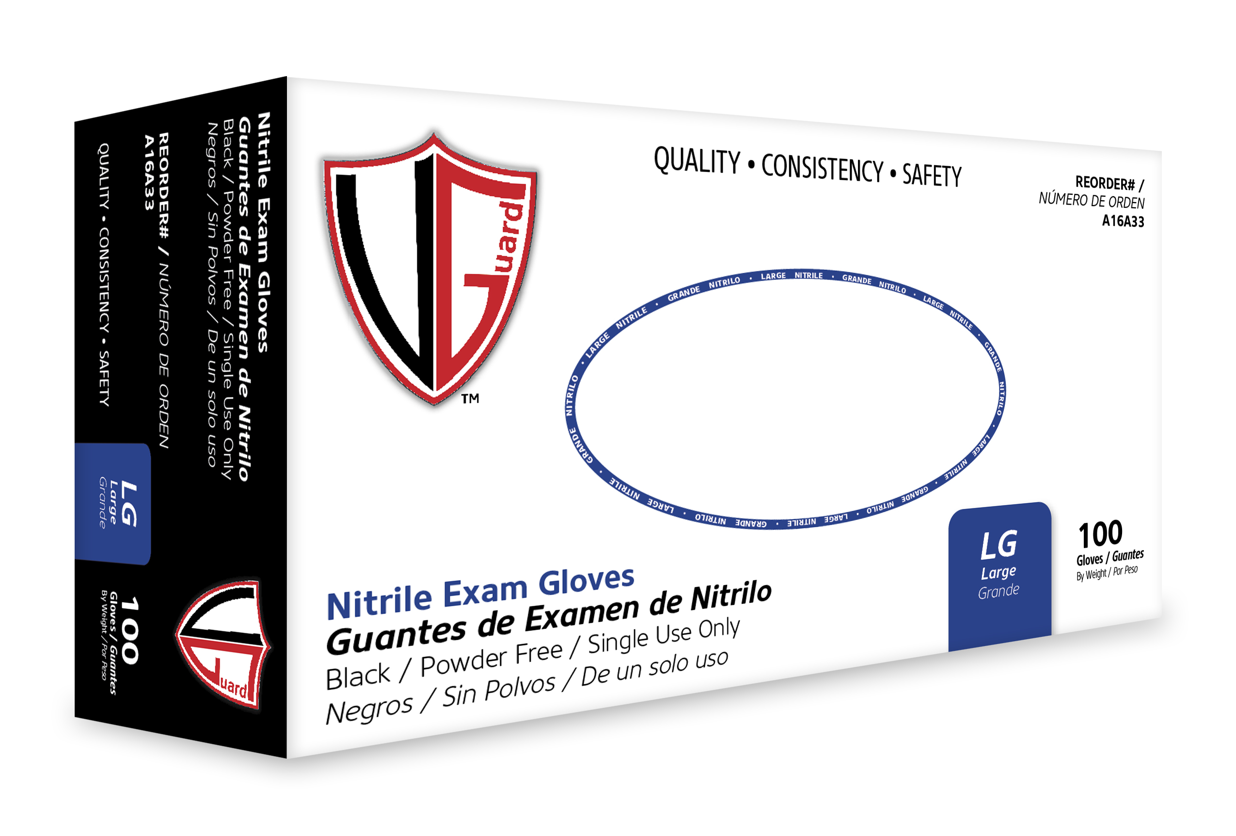 5mil Nitrile Exam PF Black 10/90 2X