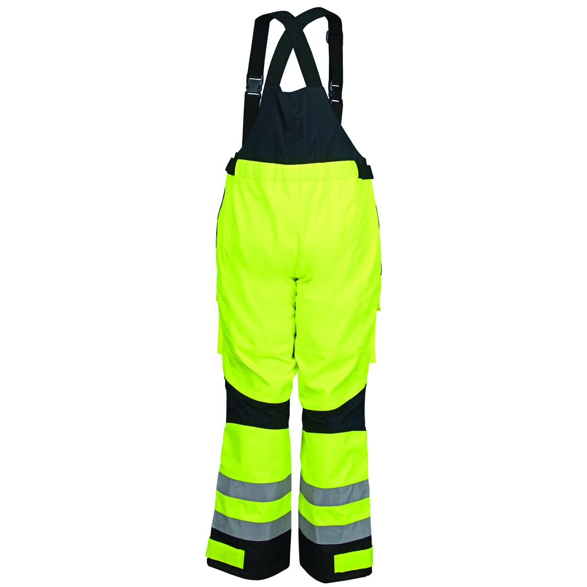 MCR Safety Fluorescent Lime And Black UltraTech® Polyester And Polyurethane Bib Pants With Silver Reflective Material, Expandabl